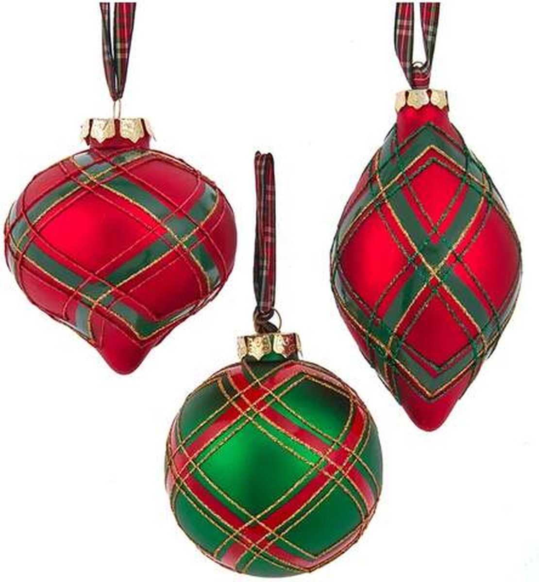 Set van 3 mondgeblazen kerstballen