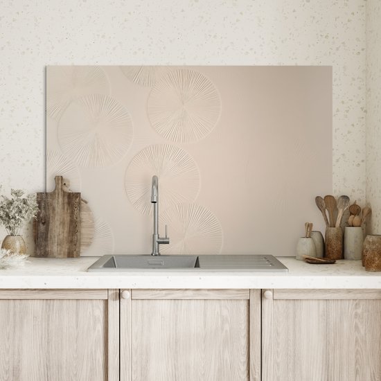 Crédence de Cuisinière en Aluminium 90x60 cm - Japandi - Beige - Moderne - Écran Pare-éclaboussures pour Plaque de Cuisson - Protection Murale