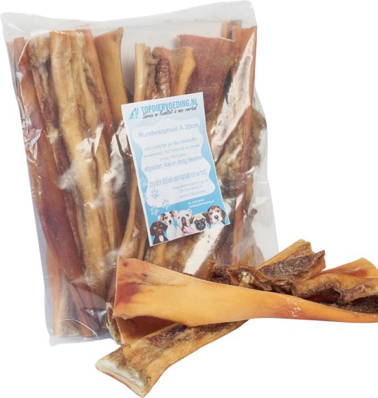 Topdiervoeding Runderkophuid A 20cm - 1000 Gram - Hondensnacks - Vers Gedroogd