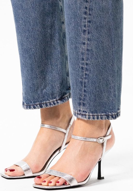 Sacha - Femme - Sandales à talons métallisées argentées - Taille 38