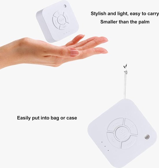 Draagbare Witte Ruis Slaapmachine Met 9 Geluiden - USB Oplaadbaar Ideaal Voor Babys En Volwassenen Thuis Kantoor En Reizen Wit