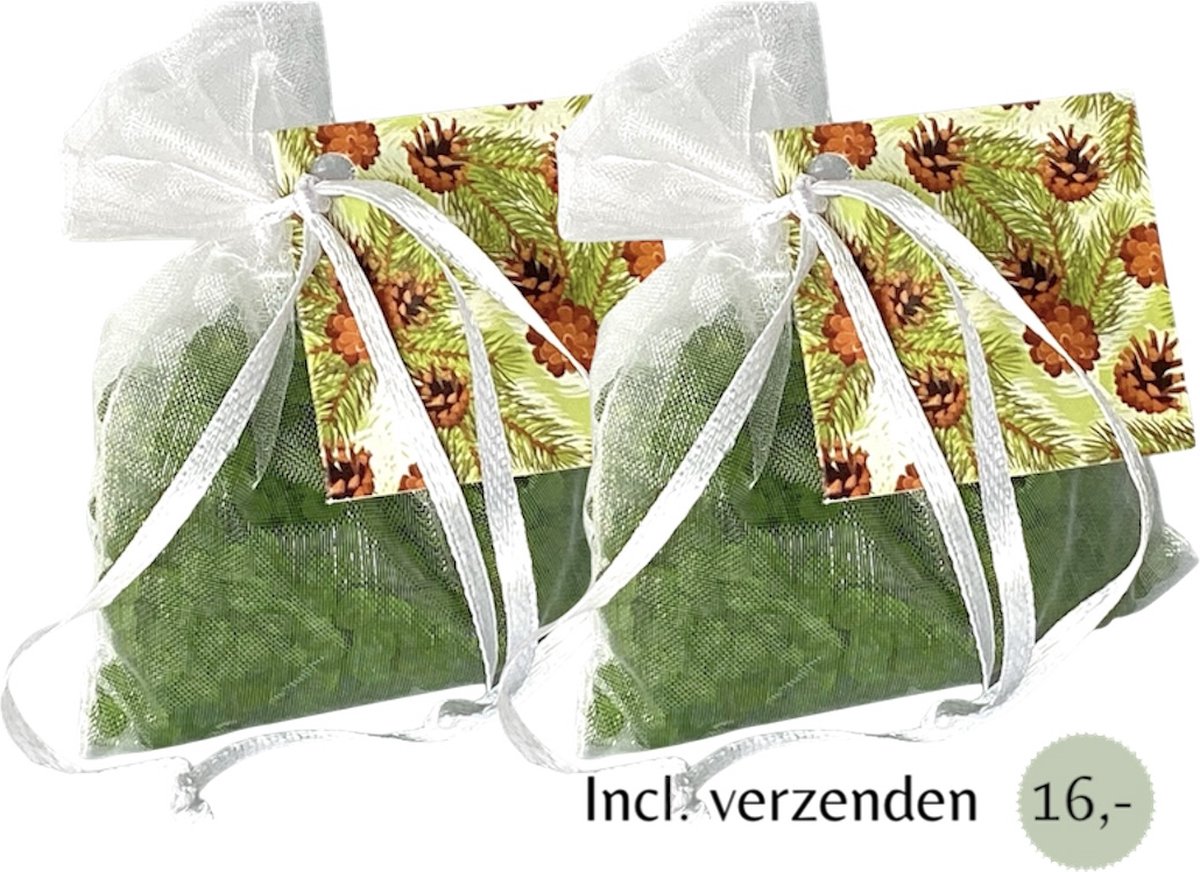 Geurparels 2x 'Boles d'olor Forest' - Inclusief verzenden - Bos - Geurkorrels - Geurzakje - Geurbuiltjes - Geurbuiltje - Geurverfrisser - Luchtverfrisser - Verfrisser - Parfum - Frisse geur - Hanger - Kledingkast - Kleding - Kast - Groen