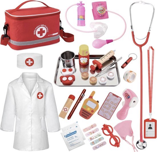 Dokterskoffer voor Kinderen - Doktertas dokterset - Kleuter speelgoed - Leuk Rollenspel Speelgoed voor Meisjes en Jongens vanaf 3 Jaar, Inclusief Accessoires, Ideaal als Cadeau