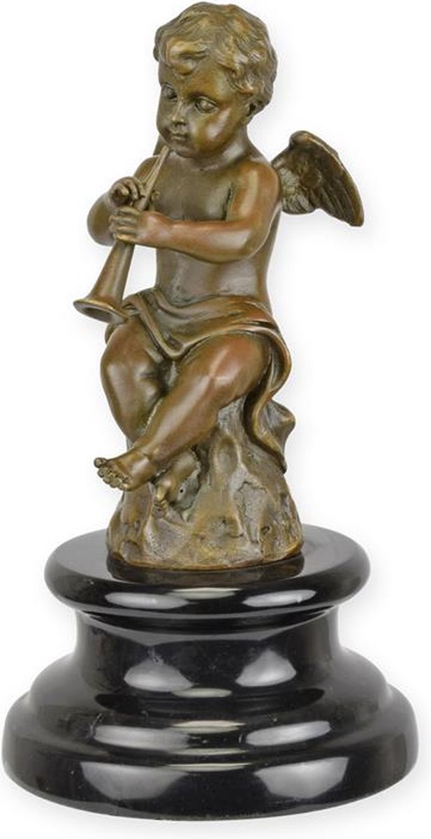 Cherubijn - Bronzen beeld - zittend - 18,1 cm hoog
