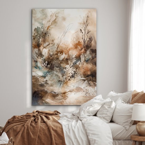 Tableau aluminium 100x150 cm - Décoration murale métal - Abstrait - Beige - Peinture - Art - Nature - Fleurs - Décoration murale métal salon - Décoration industrielle - Photo sur dibond - Accessoires industriels chambre