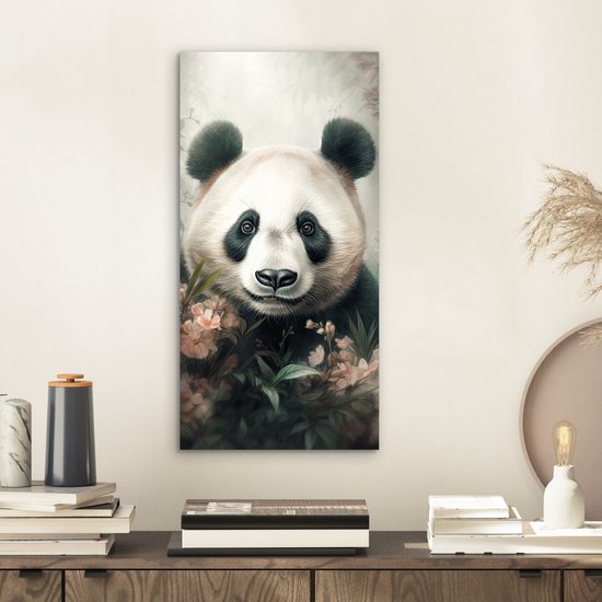 Décoration murale Métal - Peinture Aluminium Industriel - Panda - Animaux - Fleurs - Plantes - 20x40 cm - Dibond - Photo sur aluminium - Décoration murale industrielle - Pour le salon/chambre