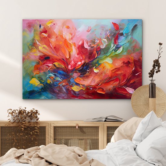 Tableau aluminium 90x60 cm - Décoration murale métal - Peinture à l'huile - Art - Abstrait - Coloré - Décoration murale métal salon - Décoration industrielle - Photo sur dibond - Accessoires industriels chambre