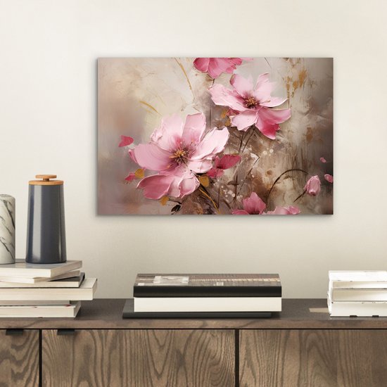 Tableau aluminium 30x20 cm - Décoration murale métal - Fleurs - Rose - Art - Aquarelle - Décoration murale métal salon - Décoration industrielle - Photo sur dibond - Accessoires industriels chambre