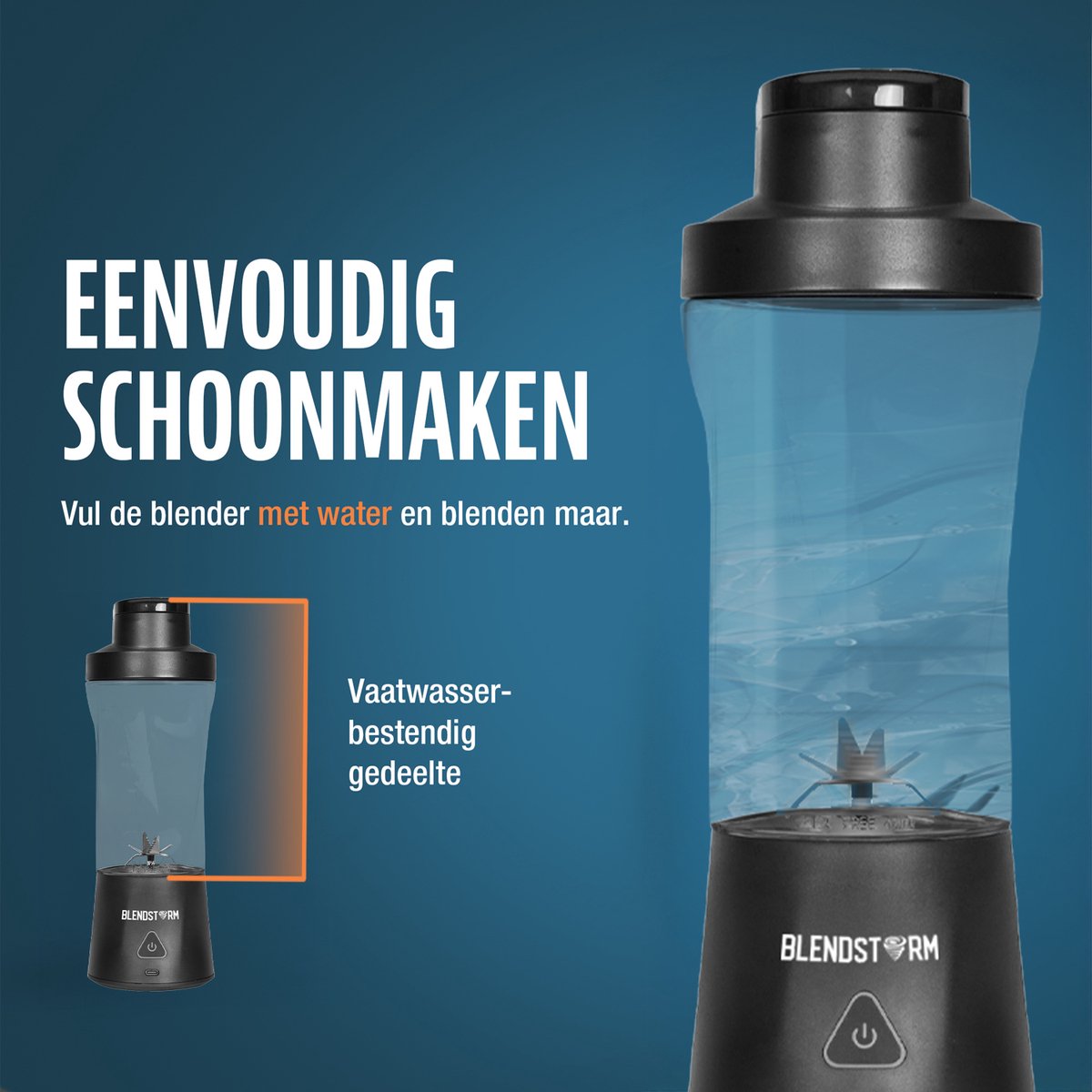 BlendStorm® Draagbare Blender Premium- Draadloze Blender - Draadloos - Blenders - Blender To Go - 6 Mesjes - Mini Blender - Smoothie Maker - Juicer - Keukenmachine - USB Oplaadbaar - 700 ml - Zwart – foto 3