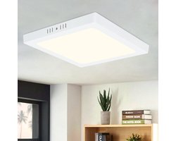NETTLIFE LED Plafondlamp plat - vierkante - 18W - 4000K neutraal wit - moderne - IP44 waterdicht - Ø23CM - voor keuken kantoor woonkamer kinderkamer slaapkamer