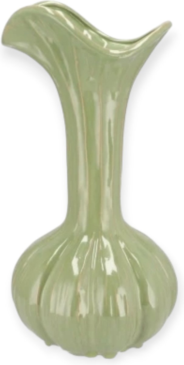 Daan Kromhout - Vaas - Bloemenvaas - Garlic - Pistache - 14x28cm - Keramiek