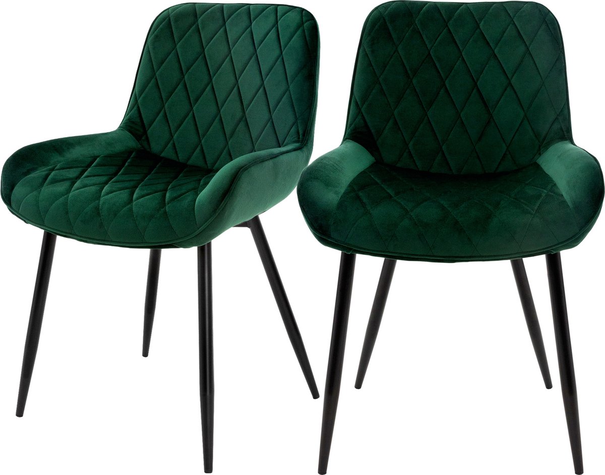 ml-design Set van 2 eetkamerstoelen Eetkamerstoel met rugleuning en armleuningen, donkergroen, fluwelen zitting, metalen poten, keukenstoelen Woonkamerstoelen Gestoffeerde stoelen Krukken