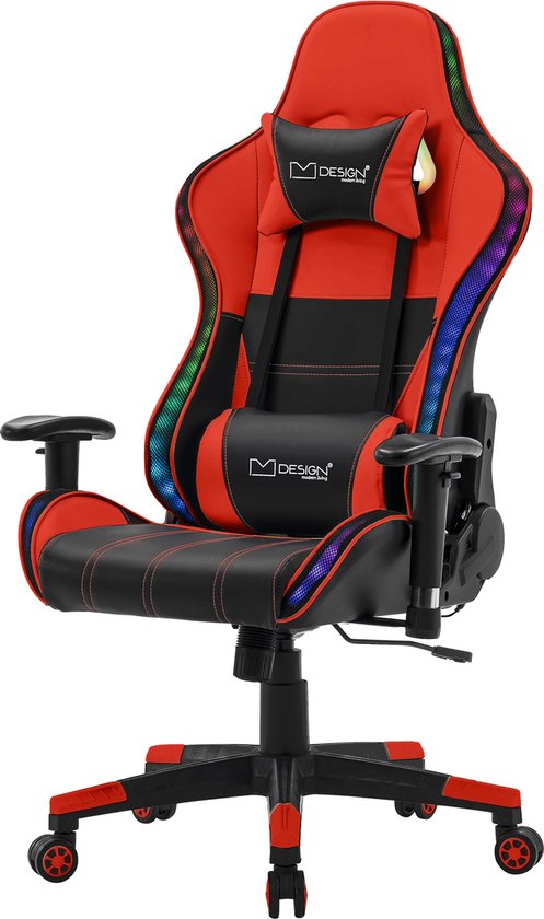 Gamingstoel RGB met Bluetooth-luidsprekers Zwart/Rood - Gamingstoel - €166,03