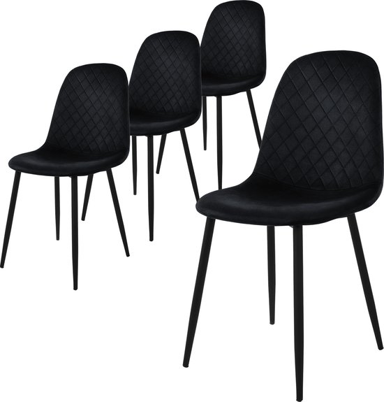 WOLTU BH153sz-1,1 moderne eetkamerstoel keukenstoel van fluweel en metaal, zwart WOLTU BH153sz-1,1 moderne eetkamerstoel keukenstoel van fluweel en metaal, zwart