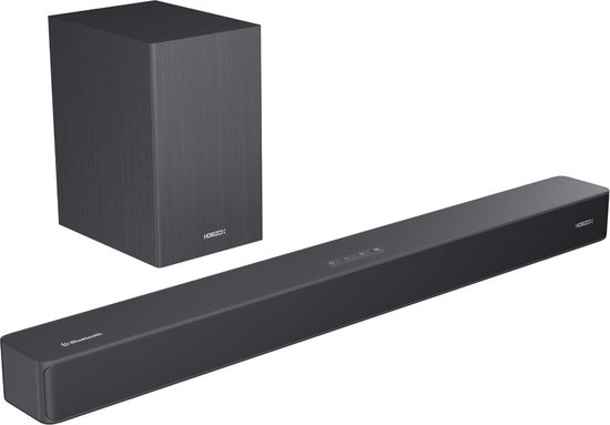 Horizon Soundbar met Subwoofer voor TV – Werkt op alle TV’s – Bluetooth – 2.1CH – 60W – Kleine Soundbar met Afstandsbediening – Speaker – Antraciet