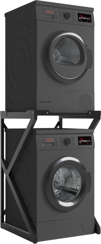 ACAZA - Wasmachine Kast - Wasmachine Verhoger - Wasmachine Opbouw - Metaal - Zwart