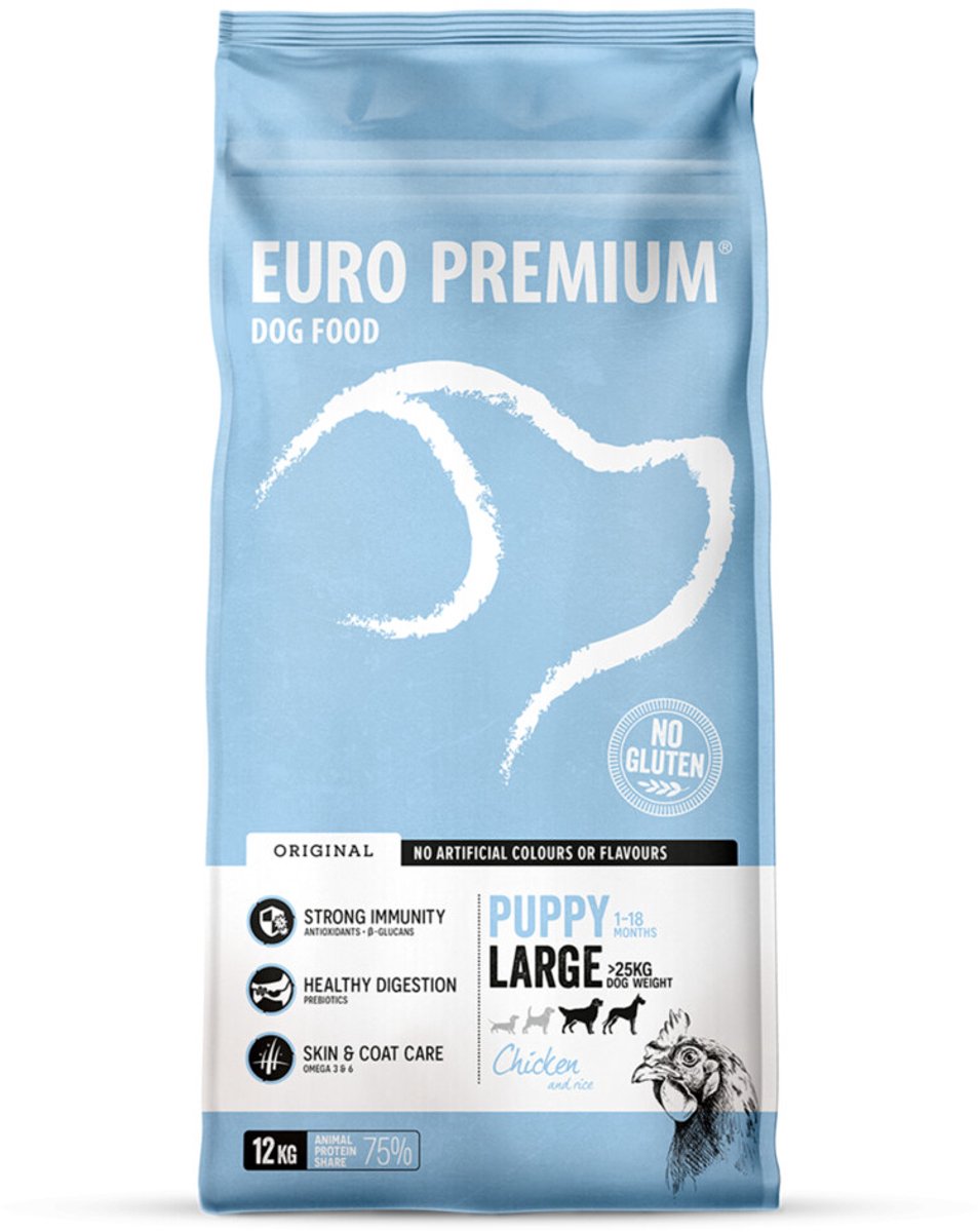 Euro Premium Puppy Large Chicken & Rice hondenvoer 12 kg