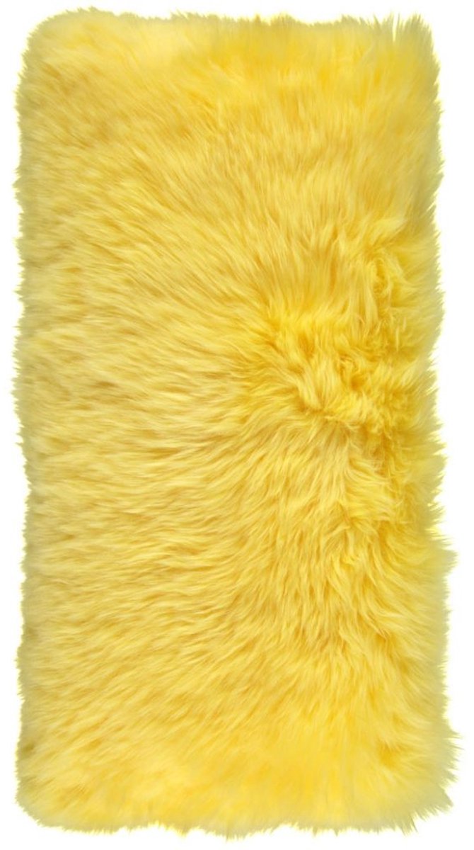 Sheepskin House Langharig Schapenvacht Kussen - 28x56 cm Lemon