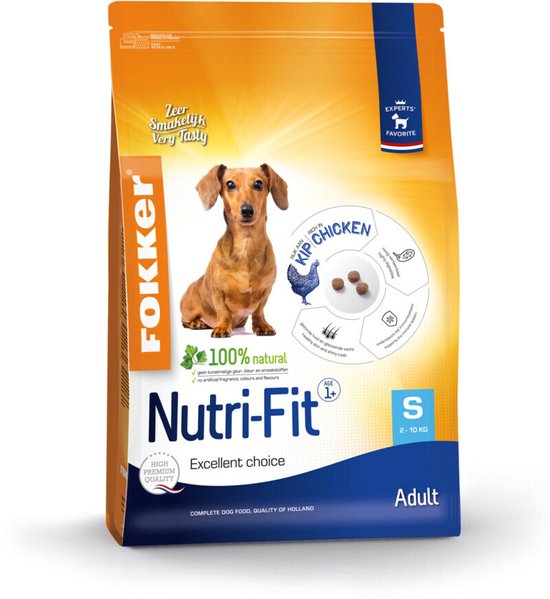 Fokker Nutri-Fit Hondenvoer S - 3 x 2,5 kg - Voordeelverpakking
