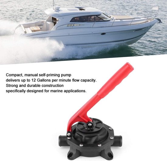 Handmatige Membraanpomp, 720GPH Handlensafvalwateroverdrachtpomp met Vaste Kunststof Handgreep, Back-up Compacte Handmatige Zelfaanzuigende Pomp, Handlenswaterpomp voor Bootjacht