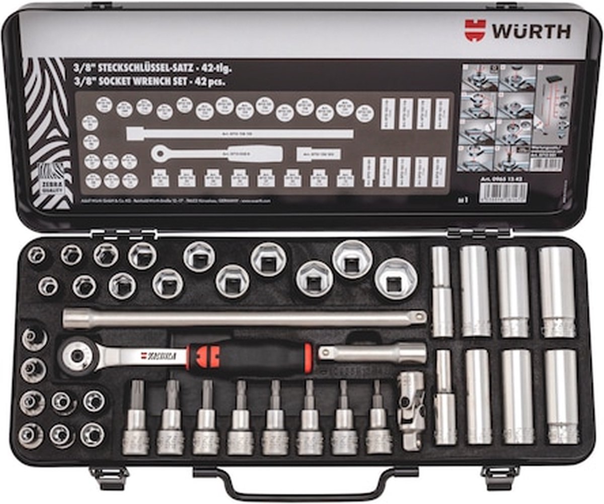 Wurth - 3/8 inch dopsleutels Assortiment met 42 stuks - 3/8 inch dopsleutels Assortiment met 42 stuks x 1 st