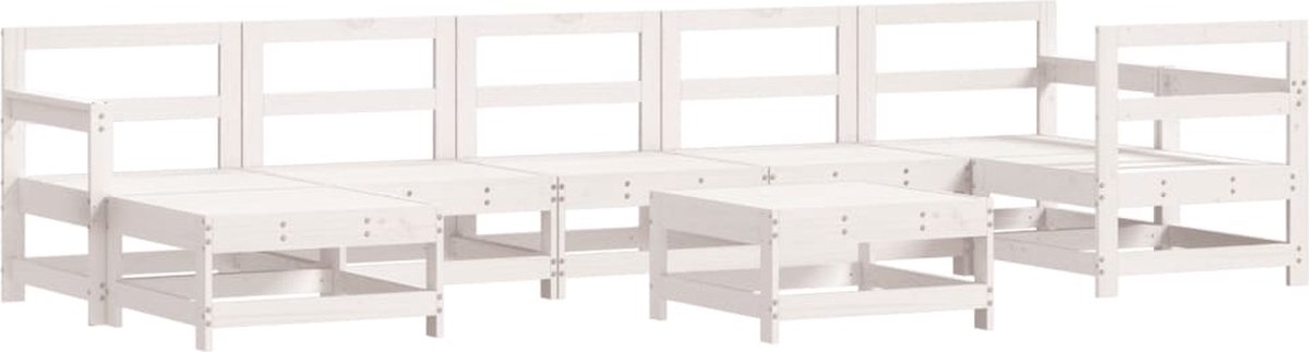 The Living Store 8-delige Loungeset massief grenenhout wit - Loungeset - Tuinset - Hout - Grenenhout - Lounge