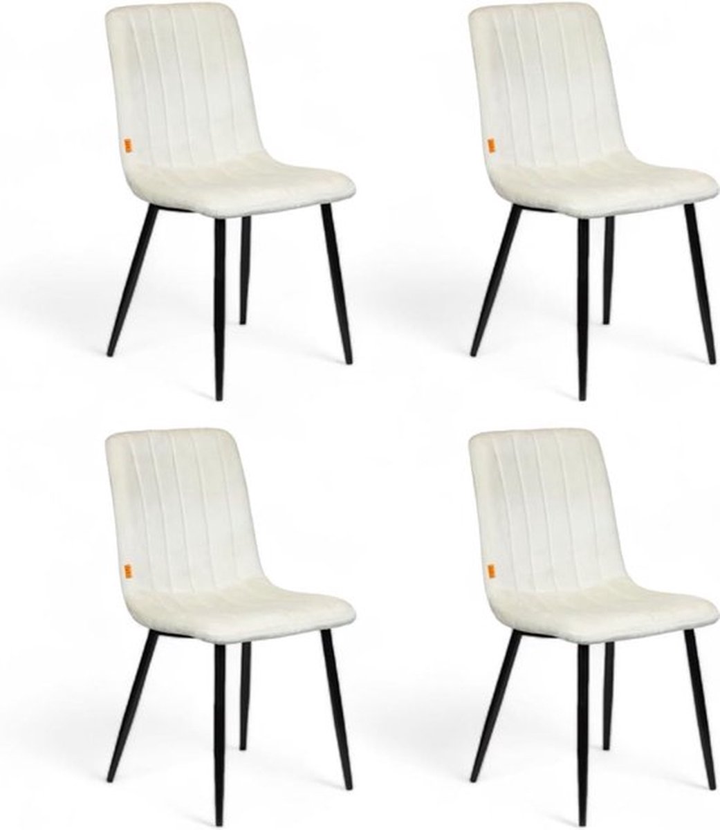 Luxe Eetkamerstoelen – Set van 4 – Eetkamerset – Extra Comfortabel – Stevig – Modern Design – Beige
