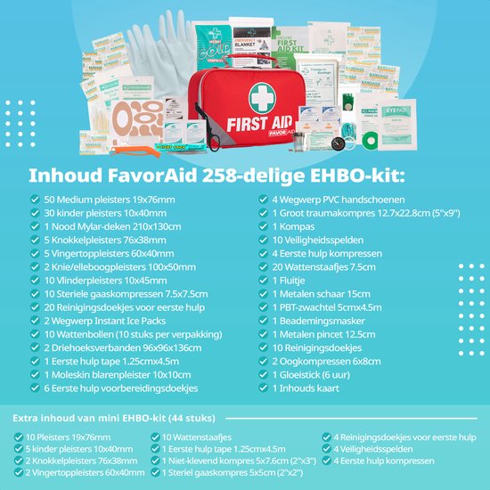 FavorAid 258-delige EHBO kit - ehbo koffer - verbanddoos - verband - noodpakket