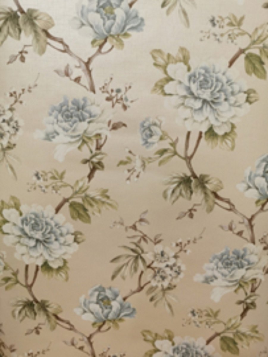 BLAUW BLOEMEN BREED BEHANG 256122