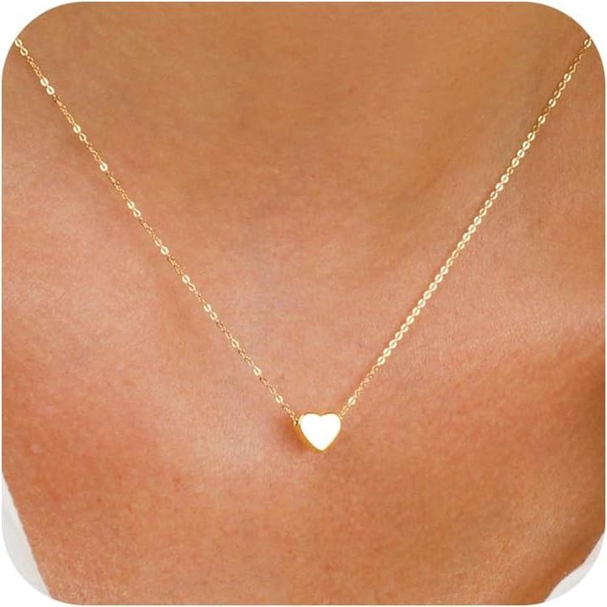 Hart Ketting Voor Dames - 18K Goud - Roze Doos toegevoegd