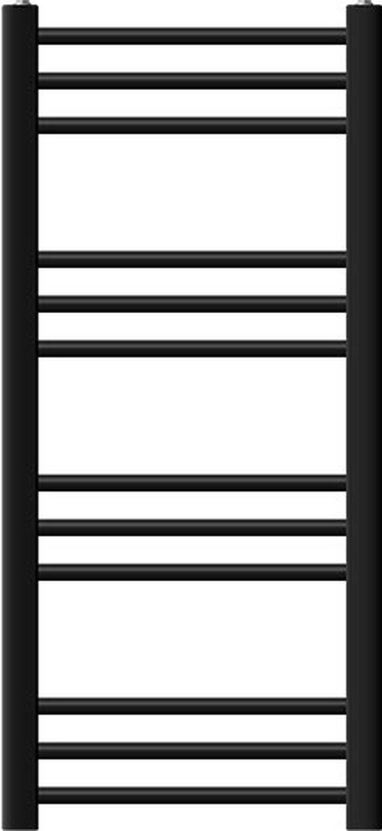 LuxeBath Badkamerradiator Sahara 400x800 mm Zwart mat Gebogen met zijaansluiting Designradiator Handdoekwarmer Handdoekdroger Handdoekradiator Handdoekverwarming Badkamer verwarming