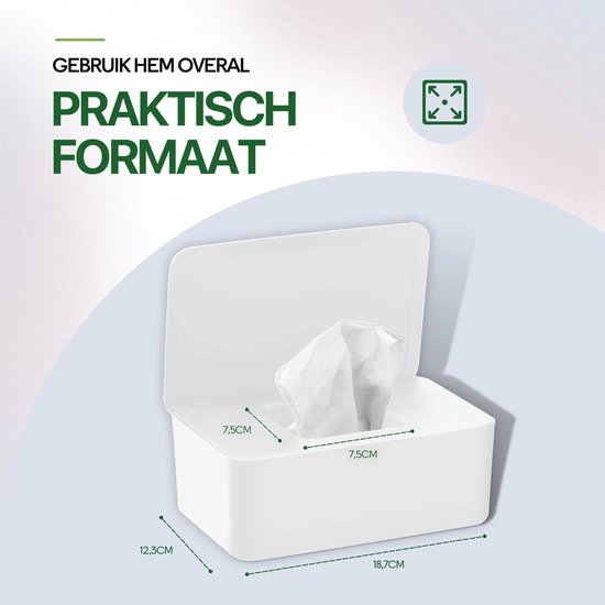 Dayshake Doekjeshouder - Babybillen Funkybox - Wipe Box Doekjesverdeler - Billendoekjes Houder Wit - Tissue Box - Billendoekjesdoos - Geschikt voor Zwitsal, Natte Doekjes, Vochtig Toiletpapier — afbeelding 5