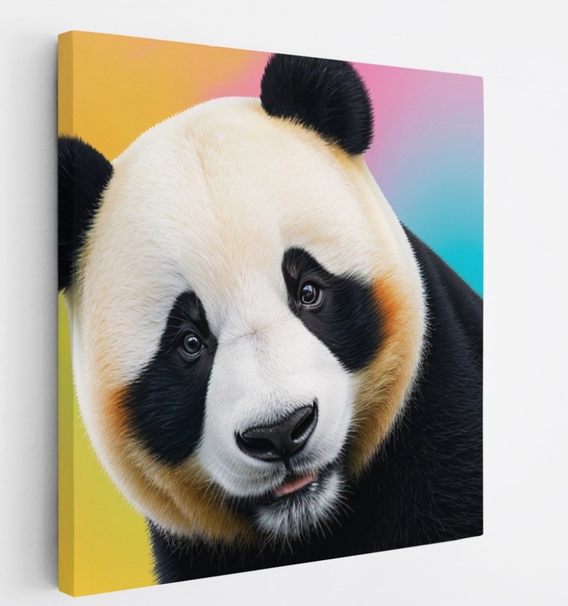 Saammp Canvas Schilderij - Abstracte Panda - Kleurrijk - Natuur - Dieren - 20x20 - Foto op canvas - Wanddecoratie - Muurdecoratie Woonkamer - Slaapkamer decoratie - Canvas Print Multicolor