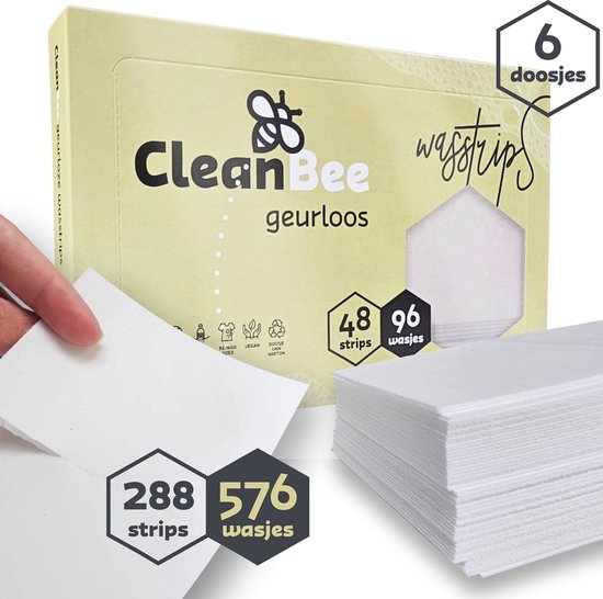 CleanBee® Wasmiddelstrips 6 x 96 Wasbeurten Geurloos Wasmiddeldoekjes Wasvellen Wasdoekjes Wasmiddel Detergent Sheets Laundry Strips € 0,08 per wasbeurt