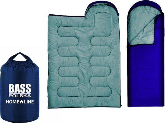Slaapzak met capuchon, 2-in-1 kampeerquilt, blauw