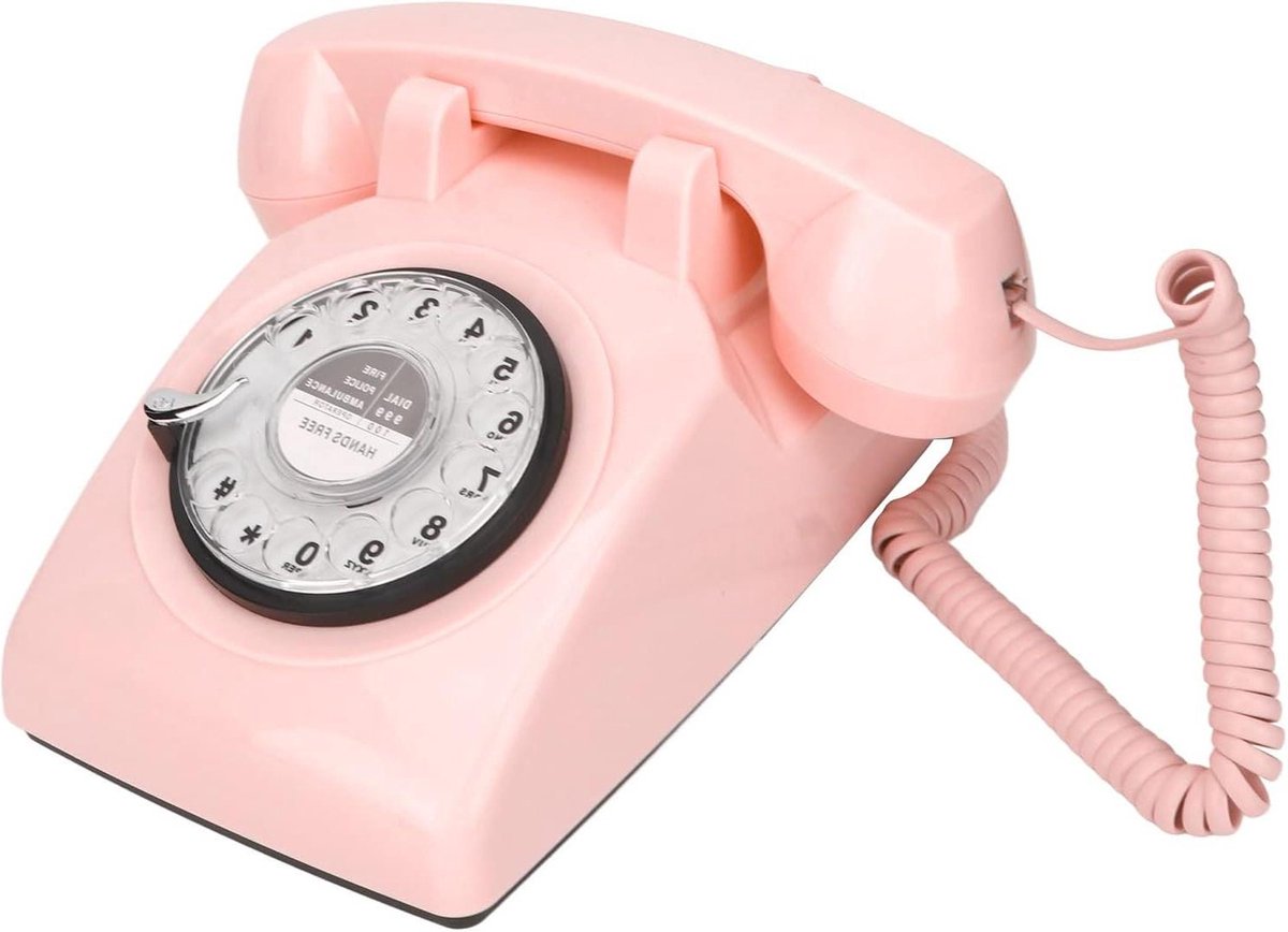 Retro Ouderwetse Vaste Telefoons Roze Roterende Telefoon - Mechanische Beltoon Vintage Luidspreker Thuis Decor .