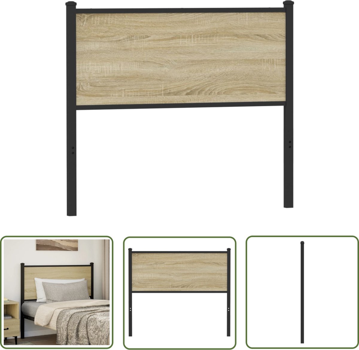 The Living Store Hoofdbord Bed 105 x 3 x 91.5 cm Sonoma eiken metaal
