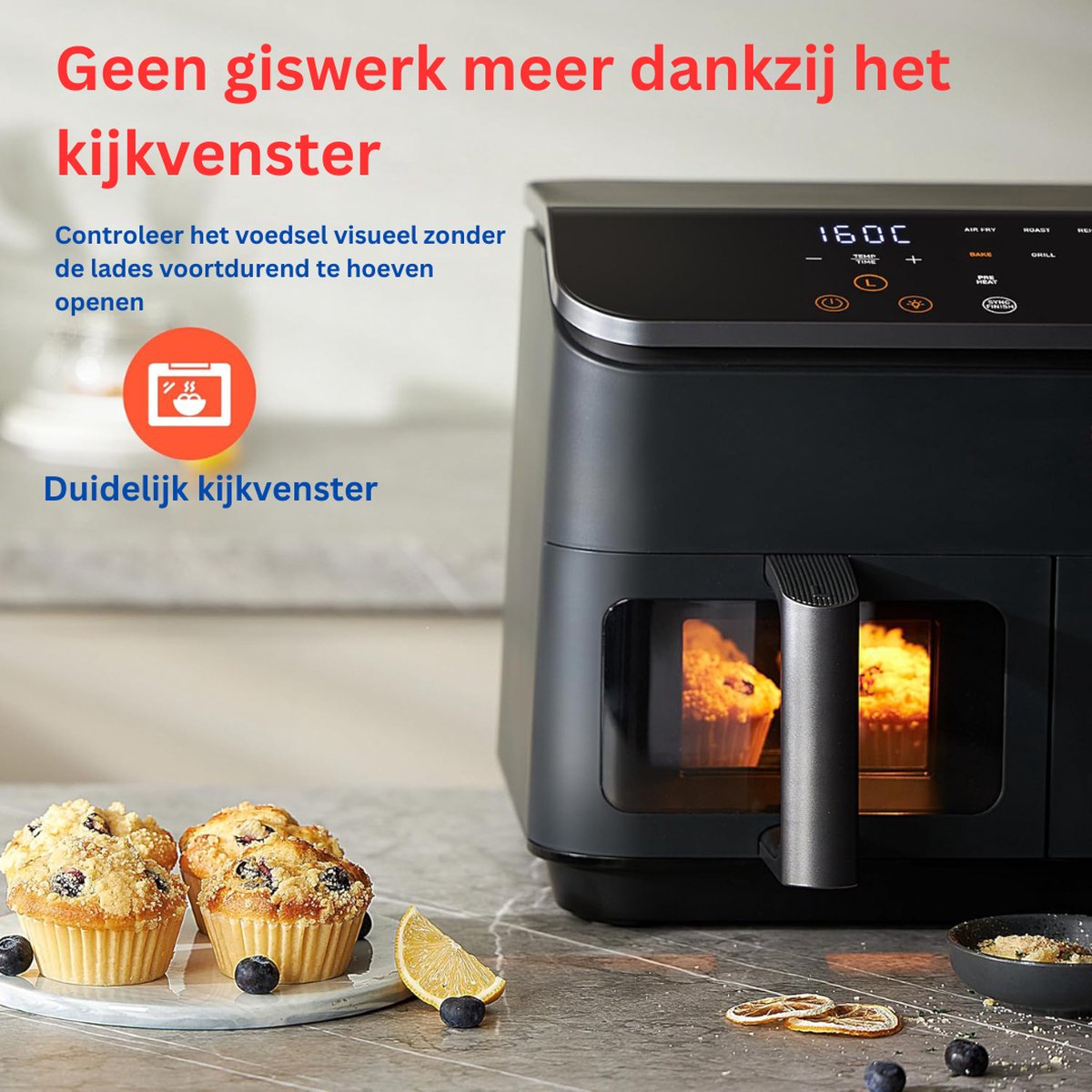 Afbeelding 2 van DailySupplies® Dubbele Airfryer XXXL - Duo Heteluchtfriteuse - Geschikt voor Accessoires - 8.5L - Zwart
