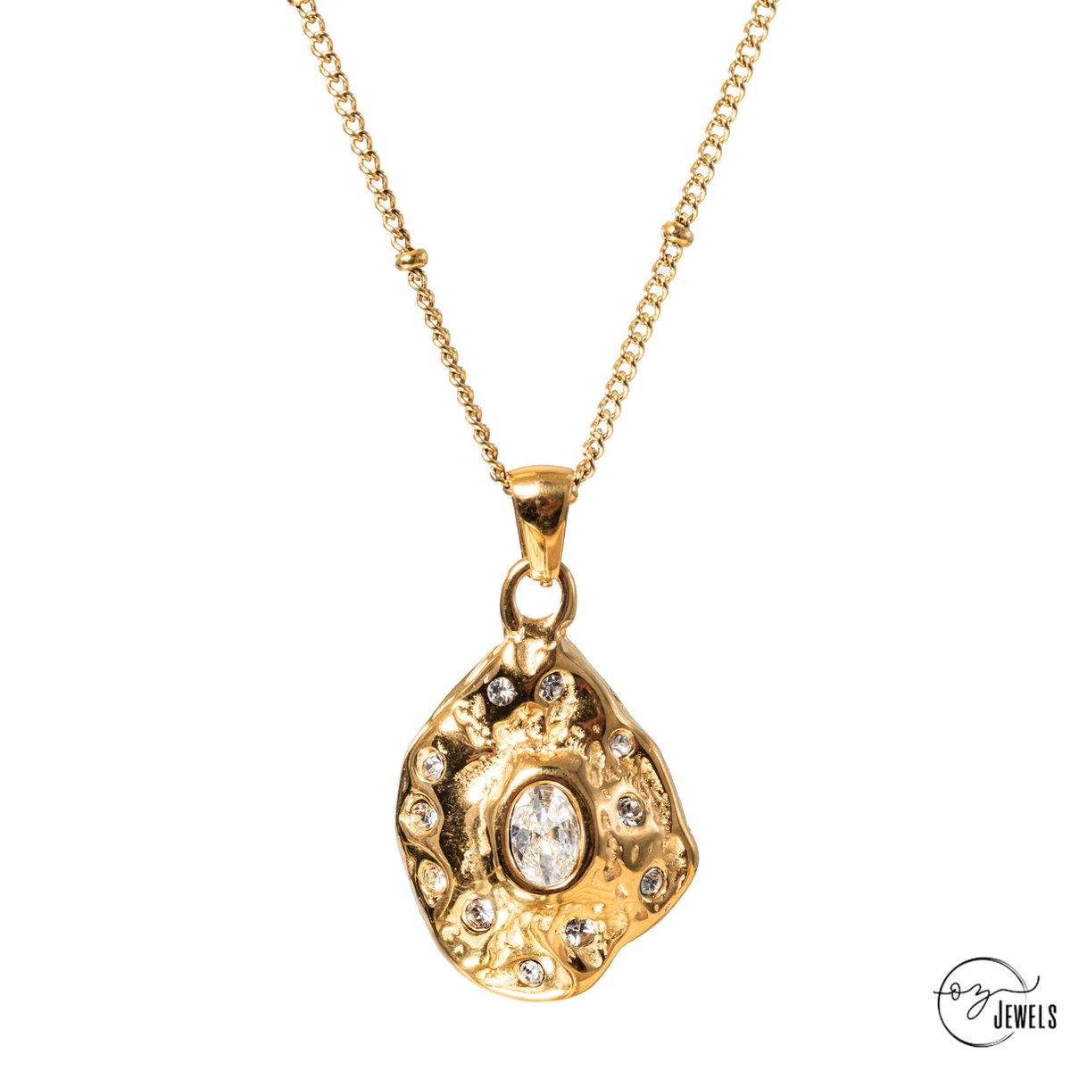 OZ Jewels – Vintage Zirkonia Ketting – 18K Verguld – Vrouwen – Verstelbare
