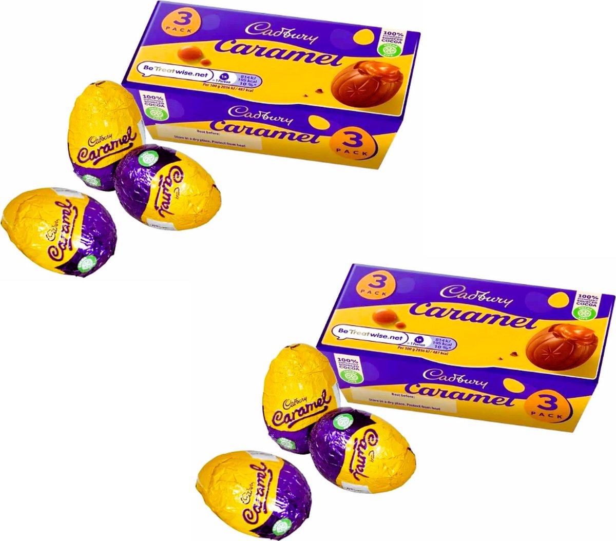 Cadbury Chocolate - Caramel Eggs 3 Pack x 2 - (Easter) - (England) - (Engeland) (Paaseieren - Paaseitjes) (Chocolade)