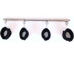 Mega spreidstang BDSM - 4 zachte stevige handboeien - 50CM - Luxe materialen - Spreader bar