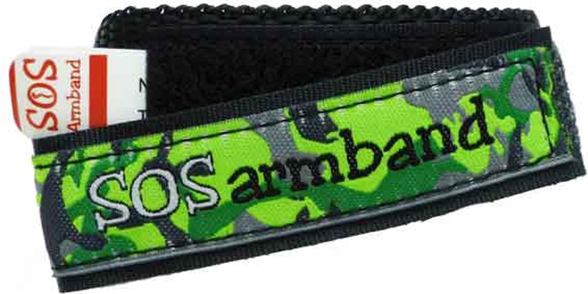 ICE SOS armband groen camouflage SMALL (3-9 jaar) IDSOLUTION