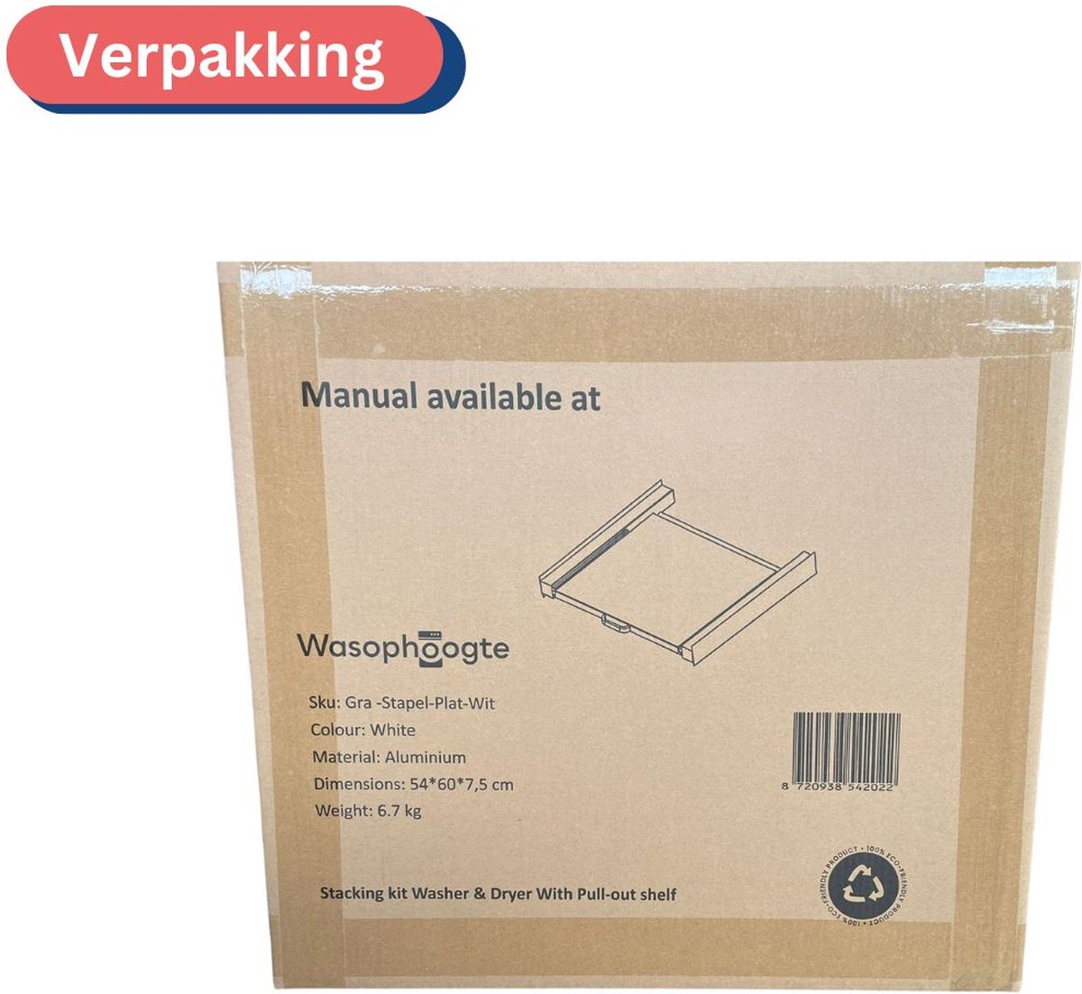 Wasophoogte® Tussenstuk wasmachine droger - Stapelkit wasmachine droger - Tussenkader - Geschikt voor elk type - Wit — afbeelding 7