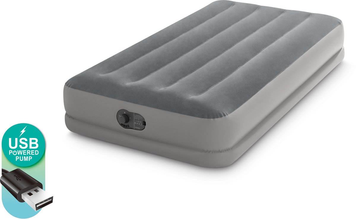 Bol.com Intex Prestige Mid-Rise Twin Luchtbed met ingebouwde USB pomp - 191 x 99 x 30 cm aanbieding