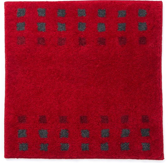 Casilin WC Mat Antislip Brica 60x60cm - Vierkante Toiletmat - Water absorberende wc-mat - Wasbaar en Sneldrogend - Bordeaux / Rood