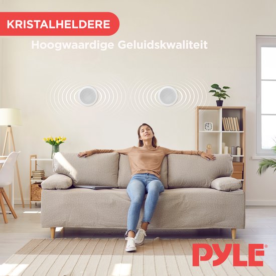 Pyle Luidsprekers - Plafondluidsprekers- Wandluidsprekers- Plafondspeakers- Inbouwluidsprekers voor Thuis - 2-Weg Speakers voor Plafond- 150 Watt - Wit — afbeelding 4