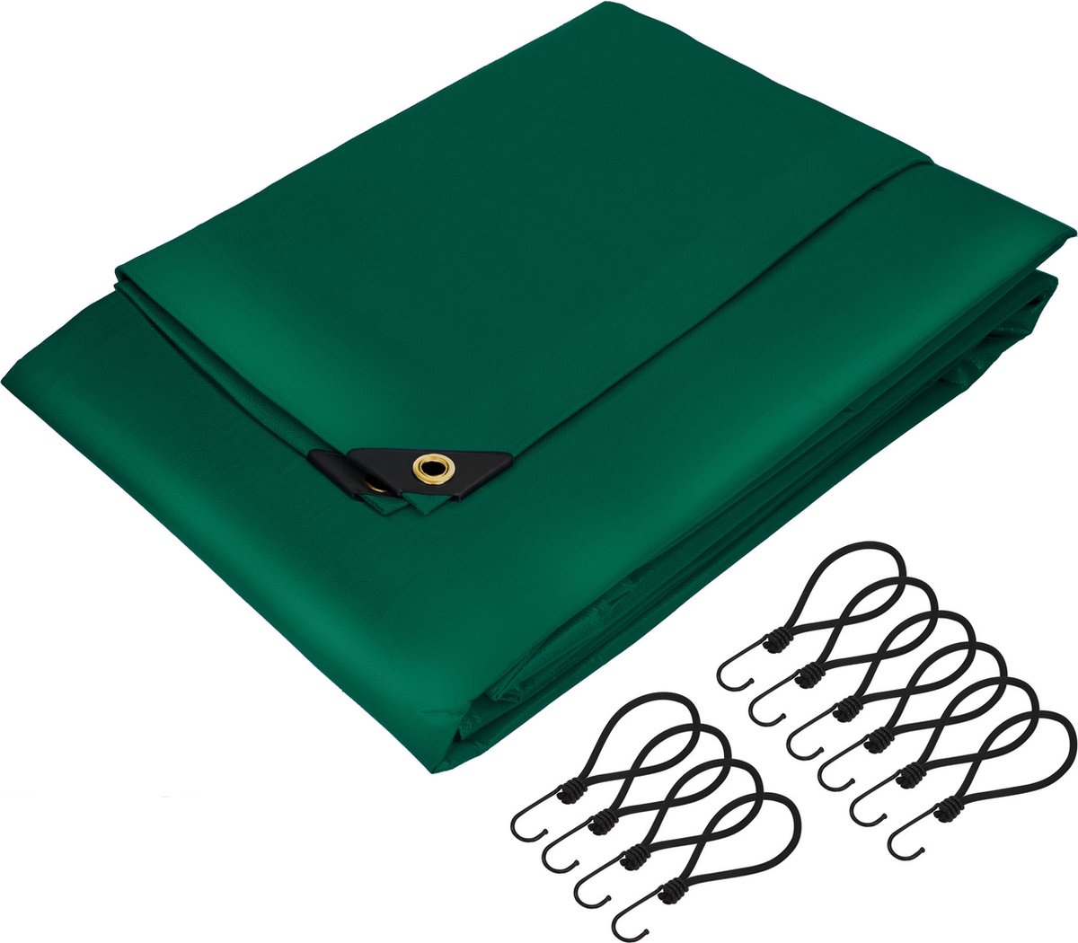 Dekzeil met ogen 3x6 m 650 g/m² met 10 elastische banden Groen gemaakt van PVC