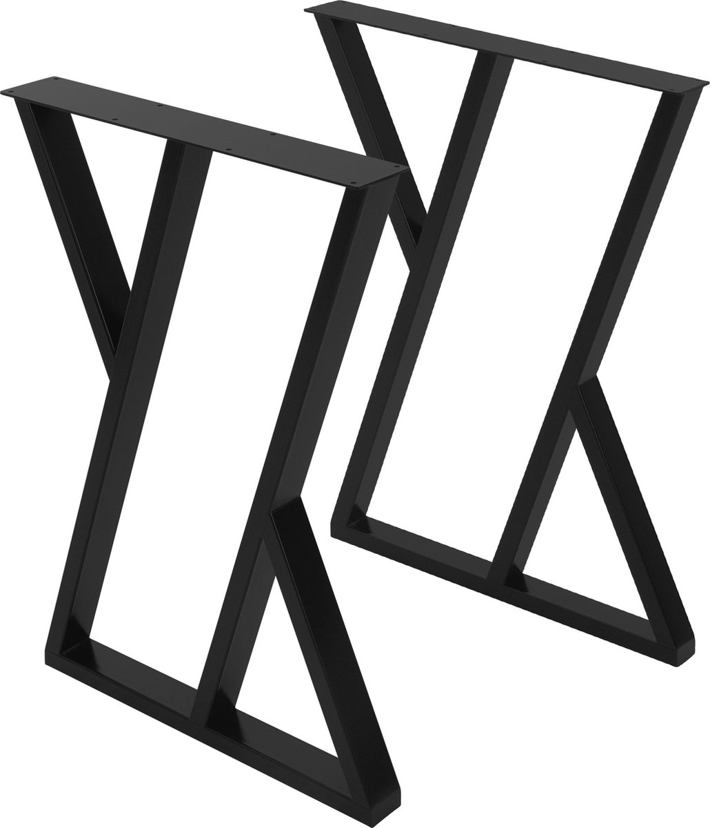 ml-design X-vorm tafelonderstellen 2 stuks tafelpoten 50xH71cm zwart gepoedercoat staal industrieel ontwerp geschikt als onderstel voor eettafel of bureau stevig tafelframe met moderne uitstraling voor doe-het-zelf projecten en meubels op maat