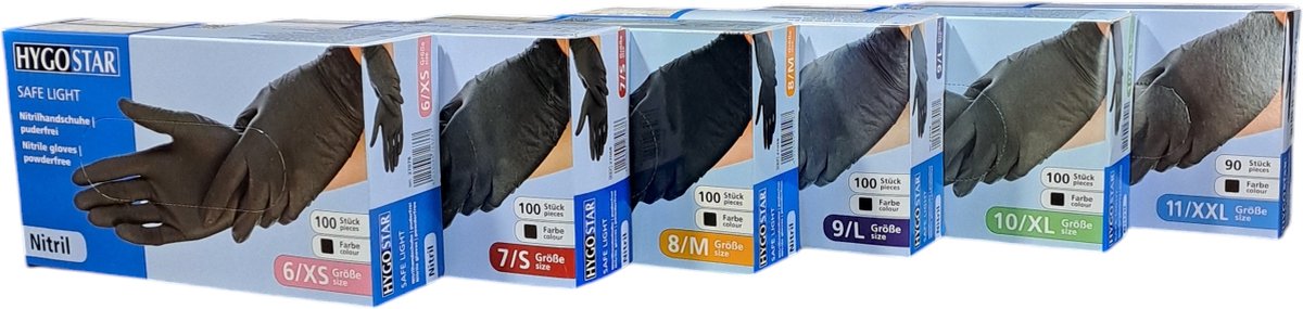 Goedkoopste Hygostar Wegwerp handschoenen - Nitril - Poedervrij - Zwart - XS - 100 stuks