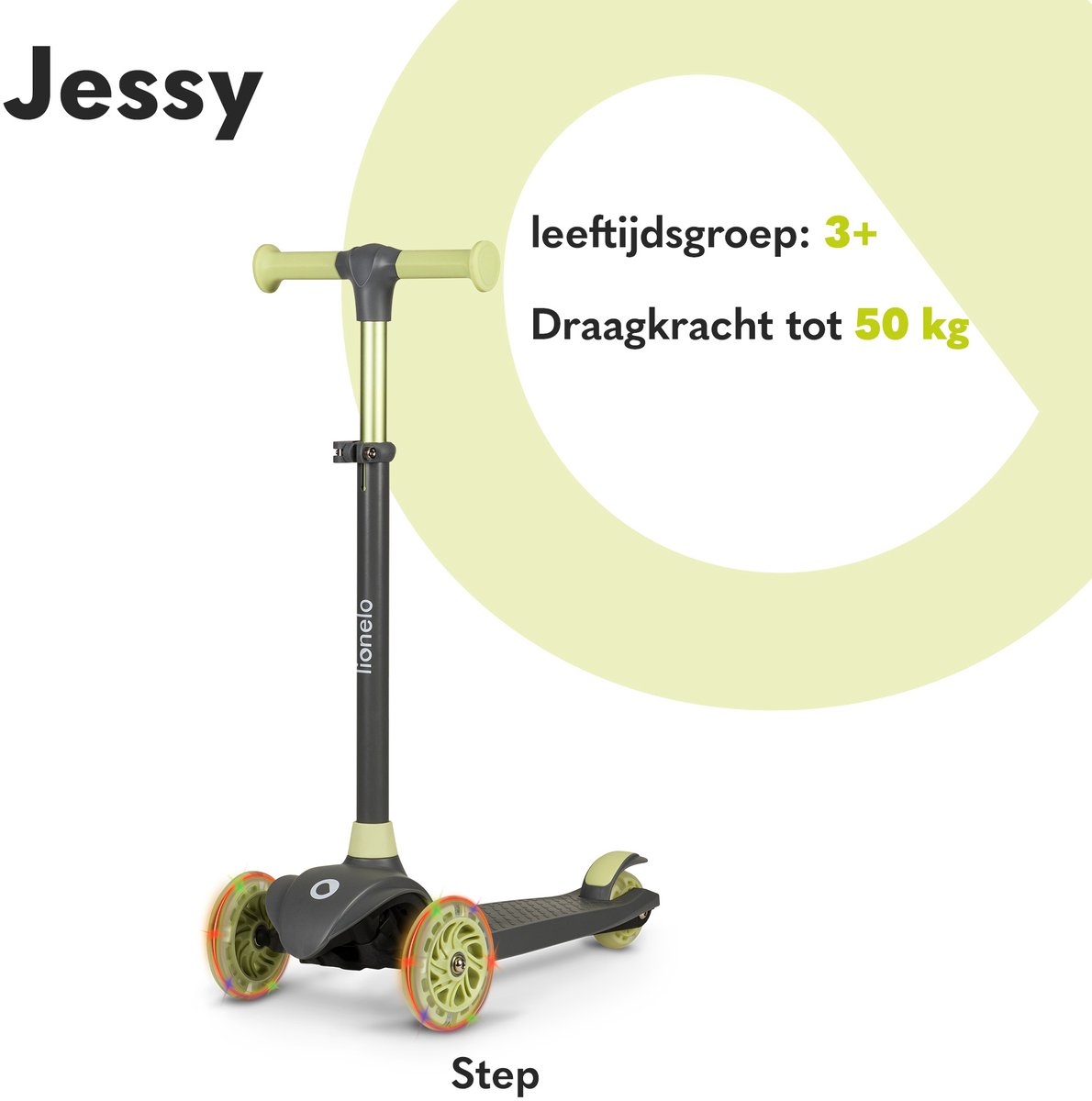 Lionelo Jessy Kinderstep - step 3 wielen - leeftijdsgroep 3+ - max 50kg - LED verlichting in de wielen - hoogte verstelbaar 65-70-75-80 cm — afbeelding 9